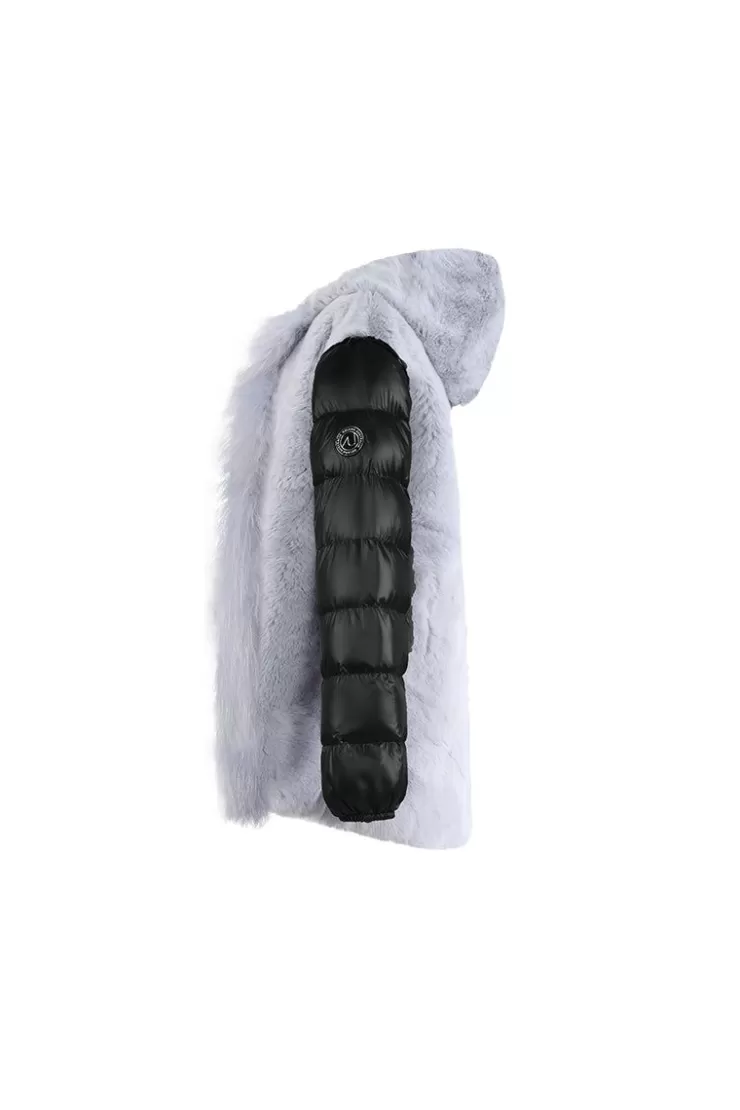 Ozlana Airy Blue Oversize Parka +Blue Rabbit Fur/Raccoon Fur | Women Classic & Designer Parkas