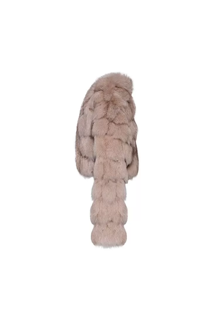 Ozlana Cloud Bubble Crop V Neck Fox Fur Jacket (Dark Grey) | Women Full Fur Jackets