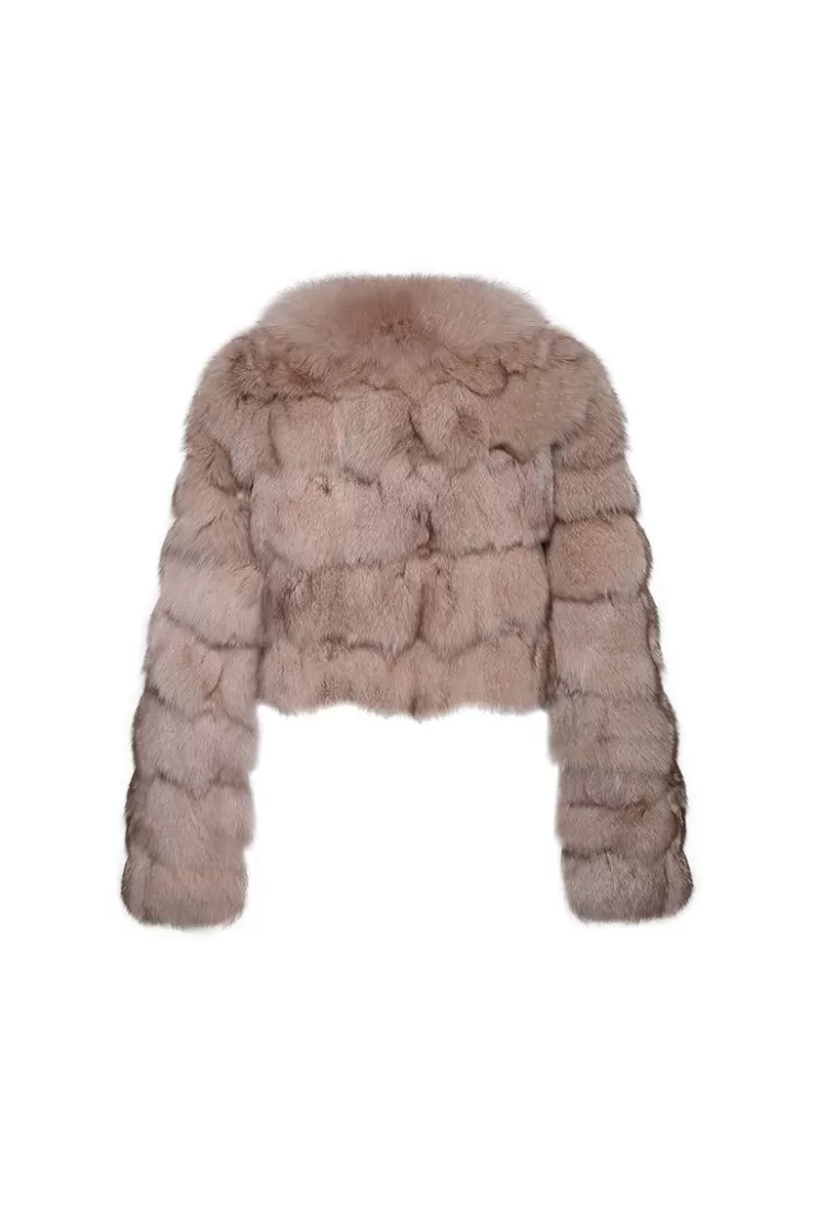Ozlana Cloud Bubble Crop V Neck Fox Fur Jacket (Dark Grey) | Women Full Fur Jackets