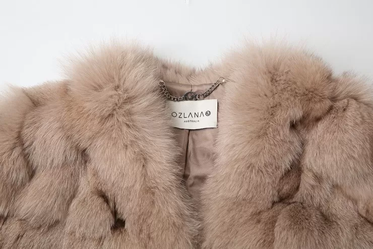 Ozlana Cloud Bubble Crop V Neck Fox Fur Jacket (Dark Grey) | Women Full Fur Jackets