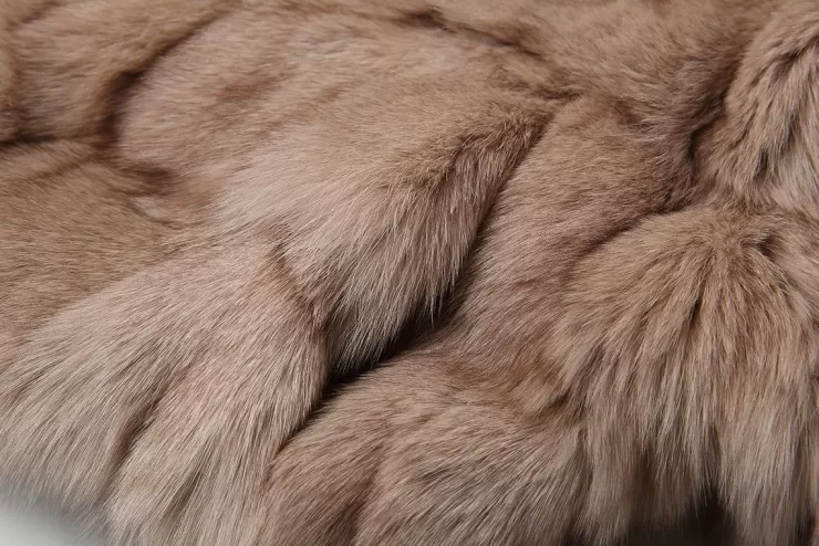 Ozlana Cloud Bubble Crop V Neck Fox Fur Jacket (Dark Grey) | Women Full Fur Jackets