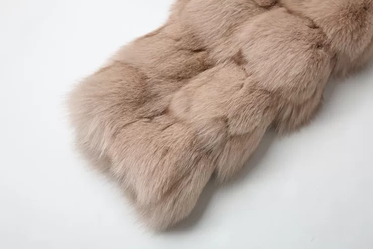 Ozlana Cloud Bubble Crop V Neck Fox Fur Jacket (Dark Grey) | Women Full Fur Jackets