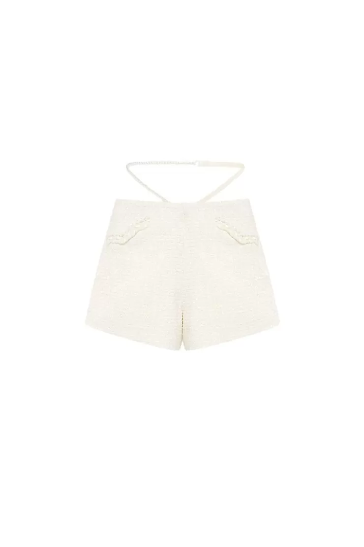 Ozlana Little Obelia Tweed Shorts (Cream) | Women Tweeds