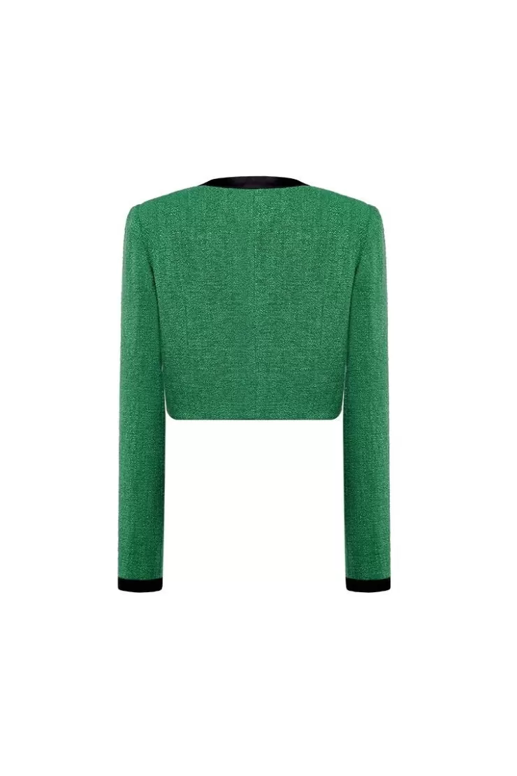 Ozlana Multi-Pocket Vintage Tweed Jacket (Green) | Women Tweeds