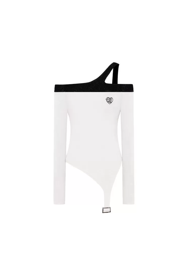 Ozlana Ozln Asymmetrical Garter Buckle Tank(White) | Women Ozln