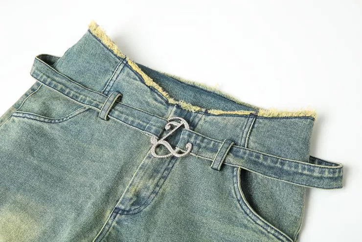 Ozlana Ozln Curved Waist Vintage Straight Leg Jeans(Blue) | Women Bottoms