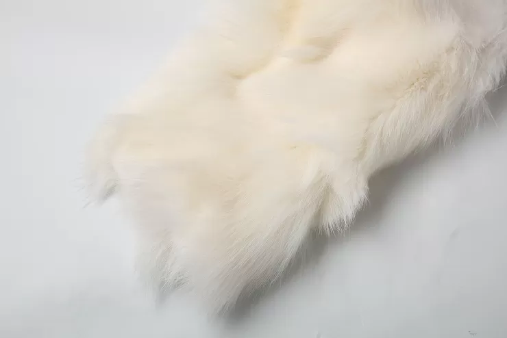 Ozlana Sunrise Gradient Cropped Buckle Neck Fox Fur Jacket (Blue Gradient) | Women Full Fur Jackets