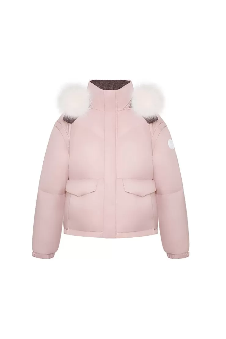 Ozlana Turnover Knit Multi-Weardown Jacket(Pink + Coffee Color) | Women Down Puffer Jackets