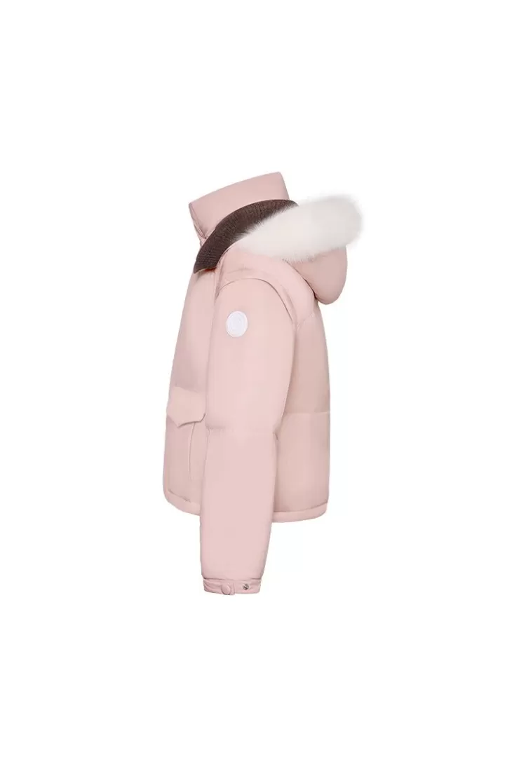 Ozlana Turnover Knit Multi-Weardown Jacket(Pink + Coffee Color) | Women Down Puffer Jackets