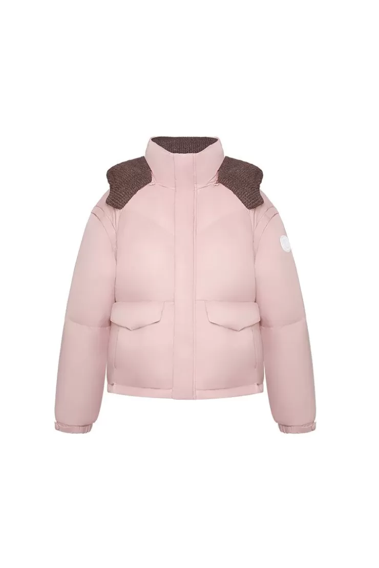 Ozlana Turnover Knit Multi-Weardown Jacket(Pink + Coffee Color) | Women Down Puffer Jackets