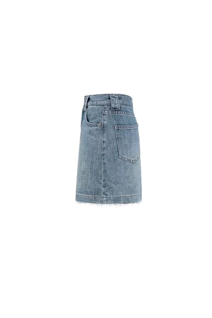 Ozlana Vintage Wash Denim Mini(Denim Blue ) | Women Bottoms
