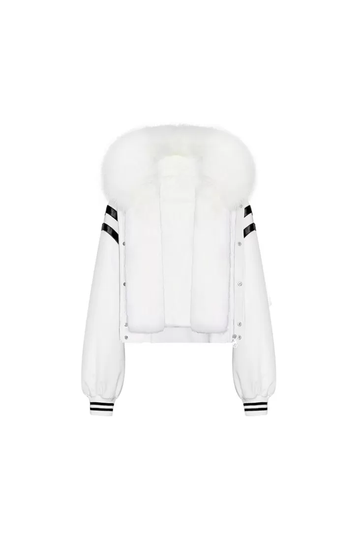 Ozlana White Short Baseball Parka | Women Classic & Designer Parkas